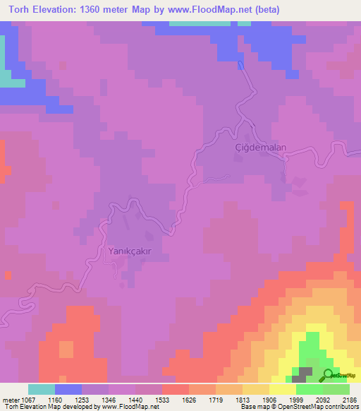 Torh,Turkey Elevation Map