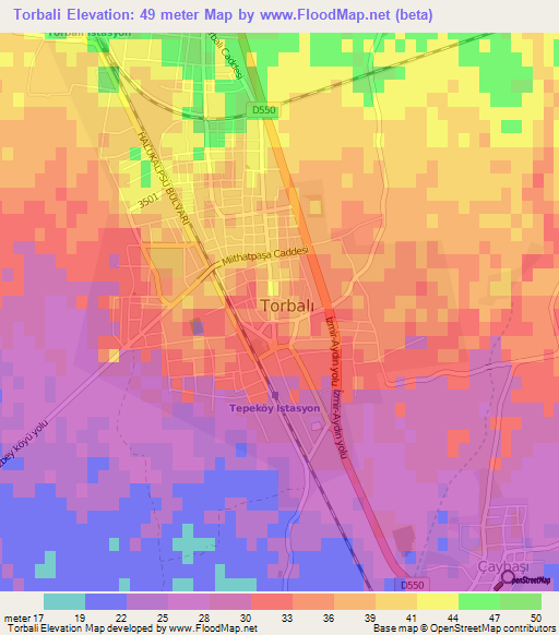 Torbali,Turkey Elevation Map