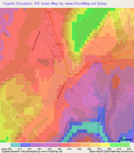 Orgelet,France Elevation Map