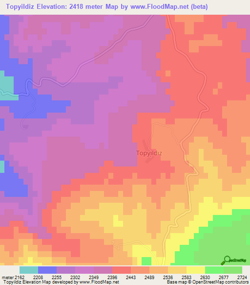 Topyildiz,Turkey Elevation Map