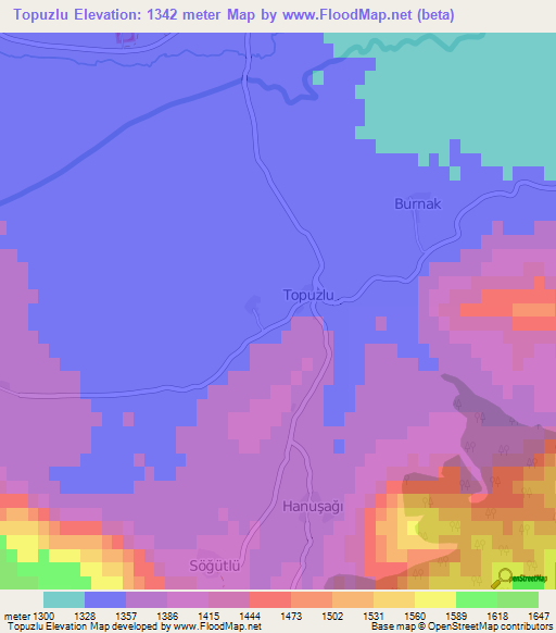 Topuzlu,Turkey Elevation Map