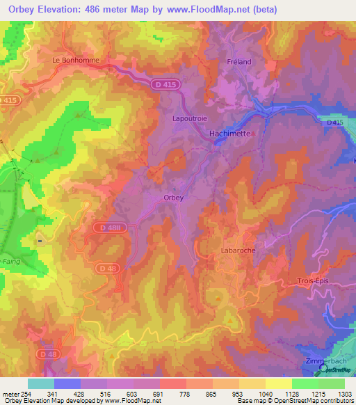 Orbey,France Elevation Map