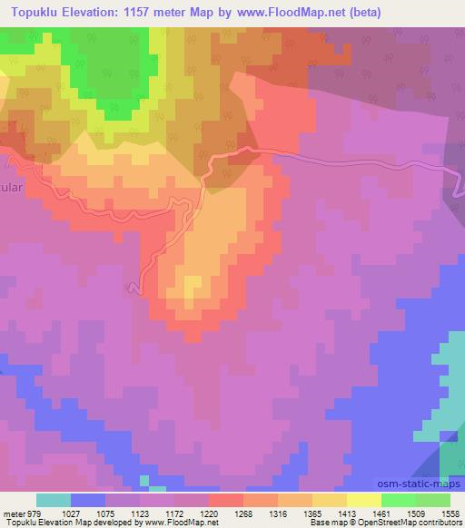 Topuklu,Turkey Elevation Map