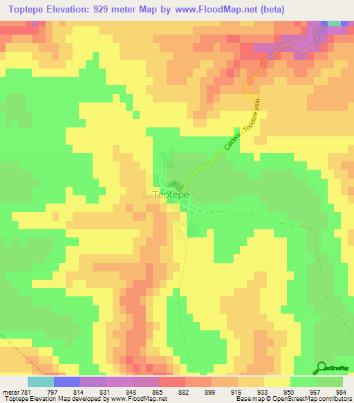 Toptepe,Turkey Elevation Map