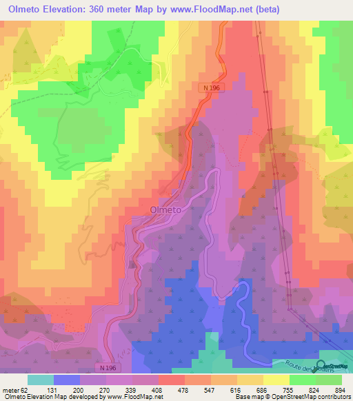 Olmeto,France Elevation Map