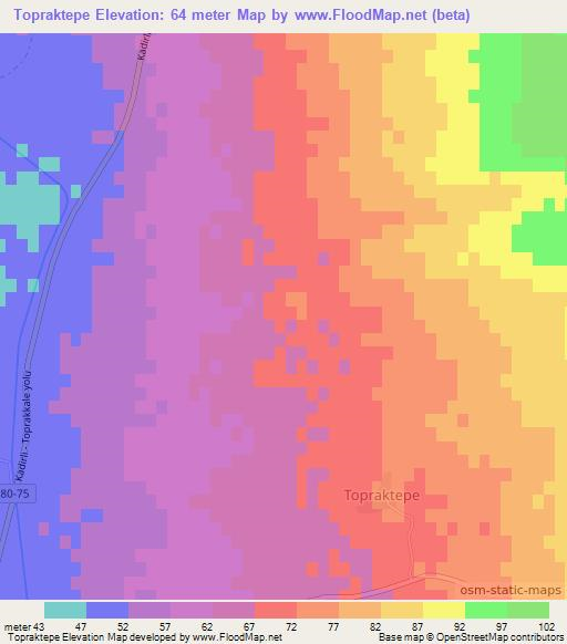 Topraktepe,Turkey Elevation Map