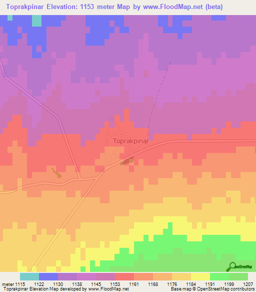 Toprakpinar,Turkey Elevation Map