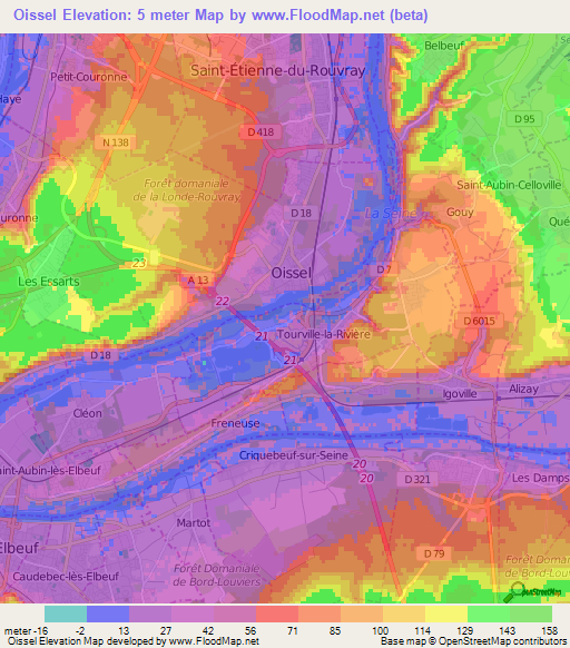 Oissel,France Elevation Map