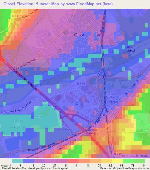 Oissel,France Elevation Map