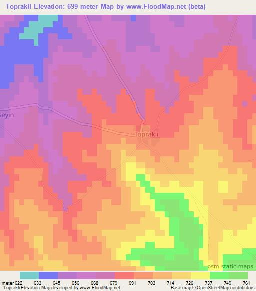 Toprakli,Turkey Elevation Map