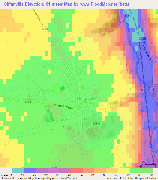 Offranville,France Elevation Map