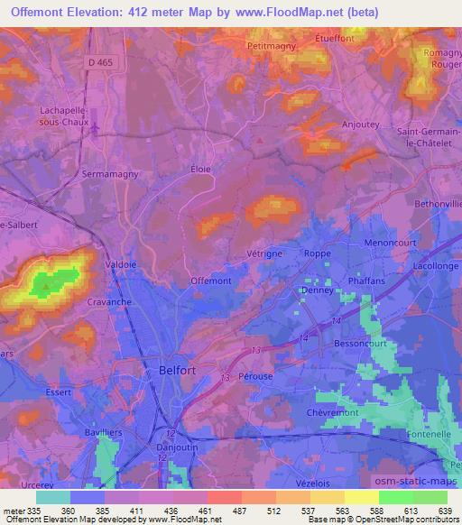 Offemont,France Elevation Map