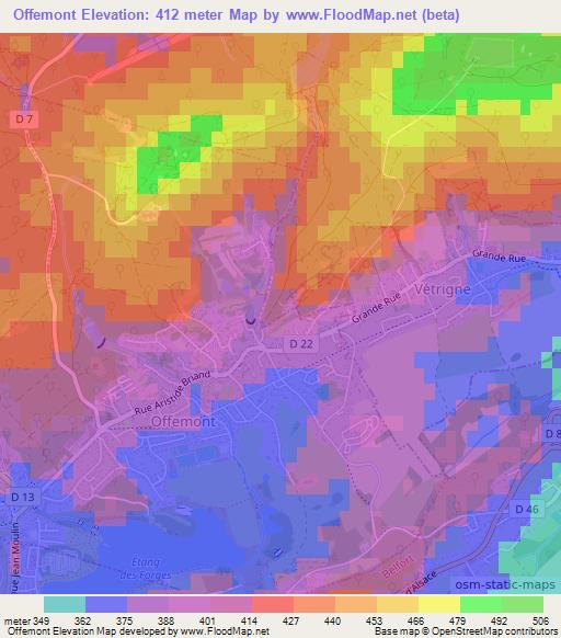 Offemont,France Elevation Map