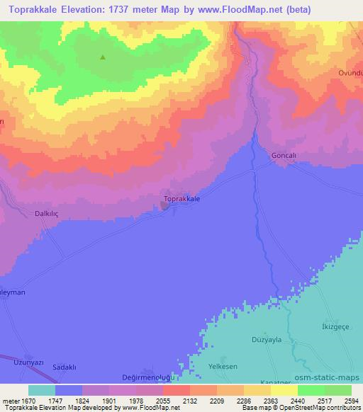 Toprakkale,Turkey Elevation Map