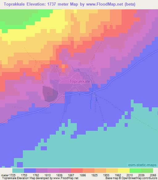 Toprakkale,Turkey Elevation Map