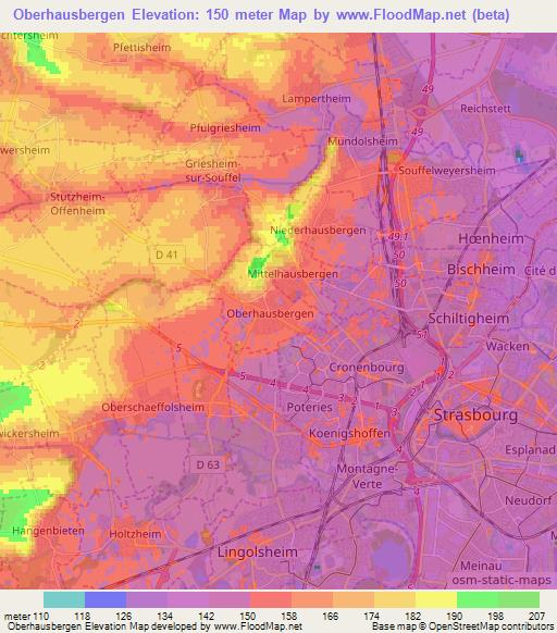 Oberhausbergen,France Elevation Map