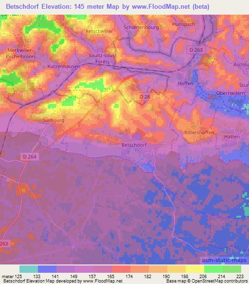 Betschdorf,France Elevation Map