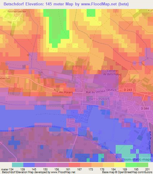 Betschdorf,France Elevation Map