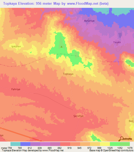 Topkaya,Turkey Elevation Map