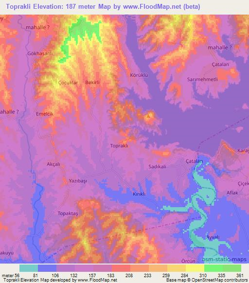 Toprakli,Turkey Elevation Map