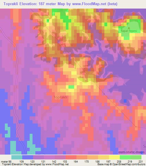 Toprakli,Turkey Elevation Map