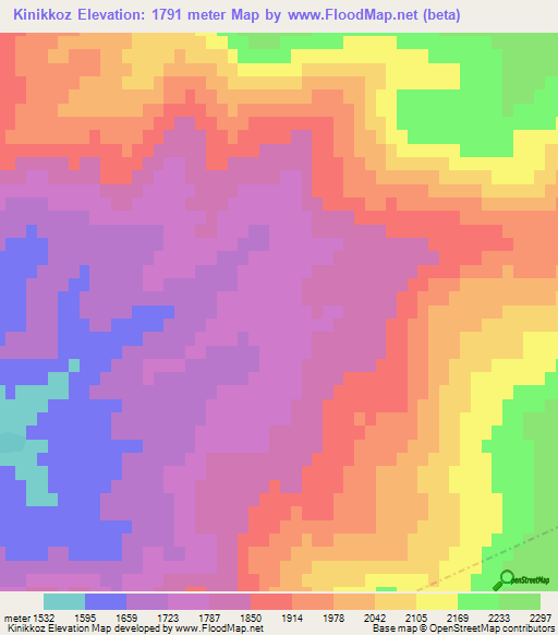 Kinikkoz,Turkey Elevation Map