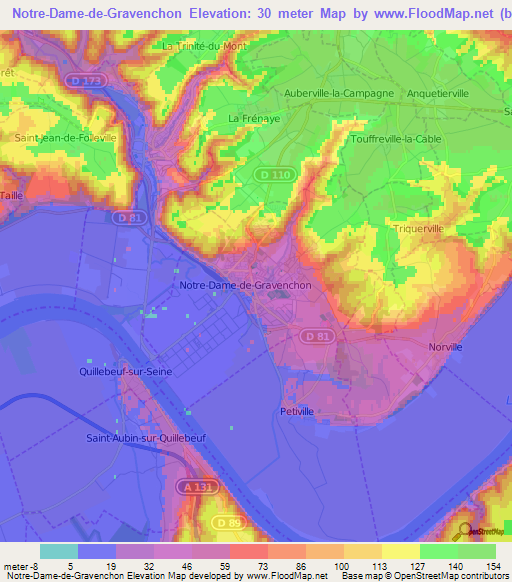 Notre-Dame-de-Gravenchon,France Elevation Map