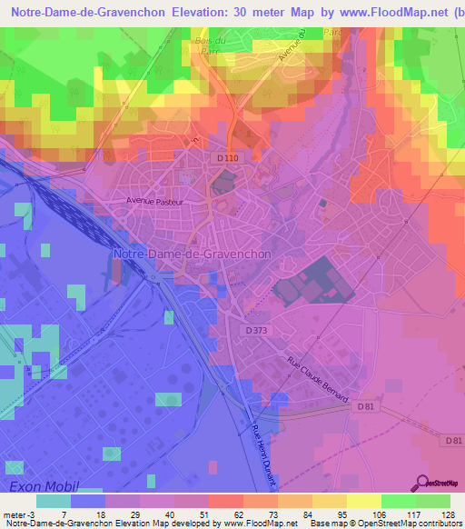 Notre-Dame-de-Gravenchon,France Elevation Map