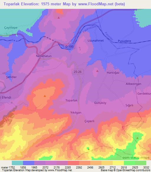 Toparlak,Turkey Elevation Map