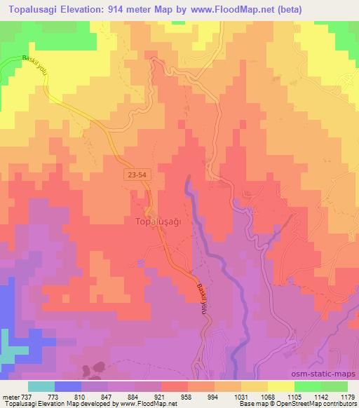 Topalusagi,Turkey Elevation Map