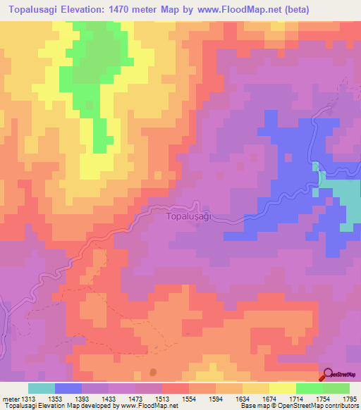 Topalusagi,Turkey Elevation Map