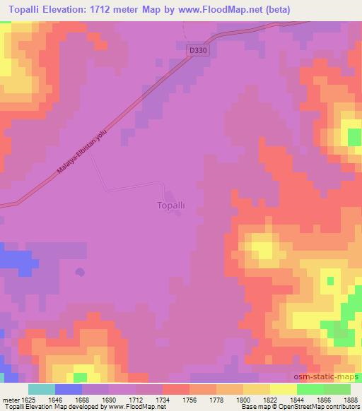 Topalli,Turkey Elevation Map