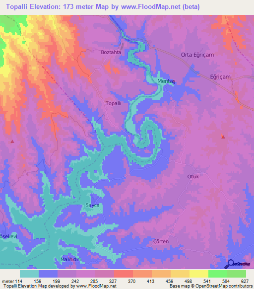 Topalli,Turkey Elevation Map