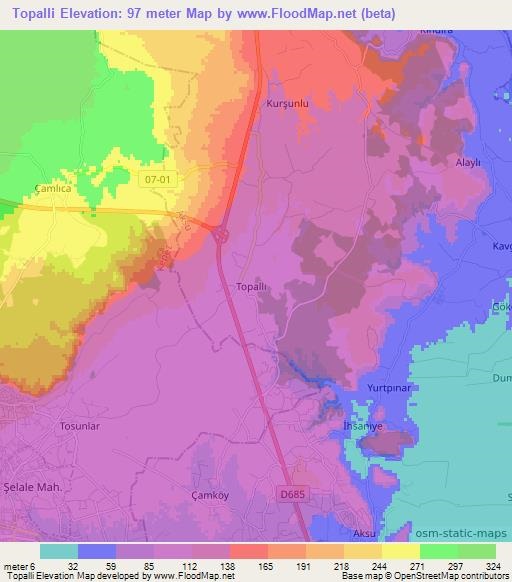 Topalli,Turkey Elevation Map