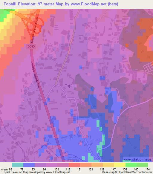 Topalli,Turkey Elevation Map