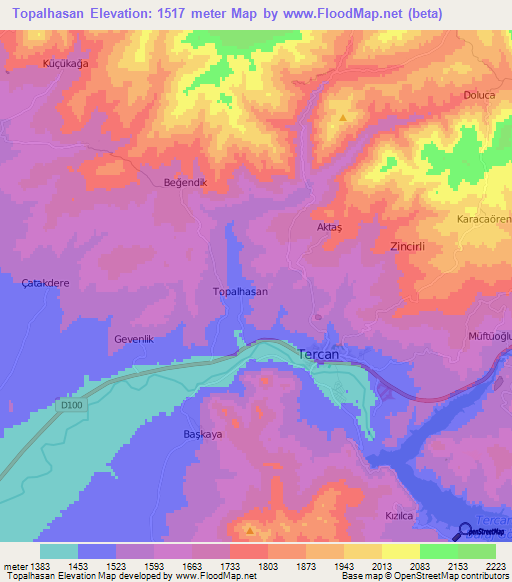 Topalhasan,Turkey Elevation Map