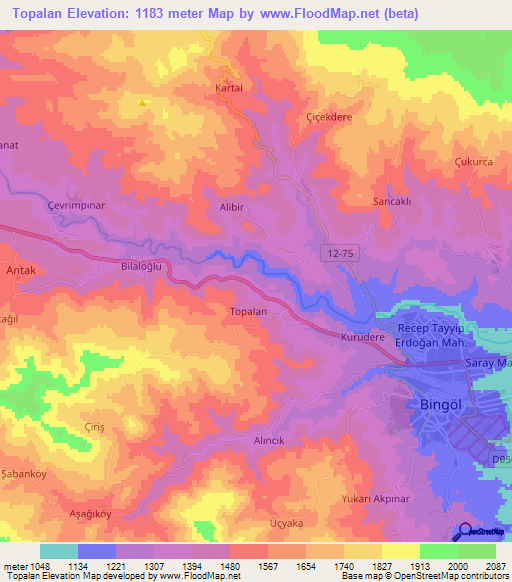 Topalan,Turkey Elevation Map