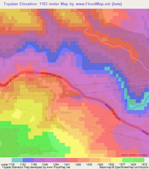 Topalan,Turkey Elevation Map