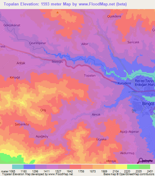 Topalan,Turkey Elevation Map