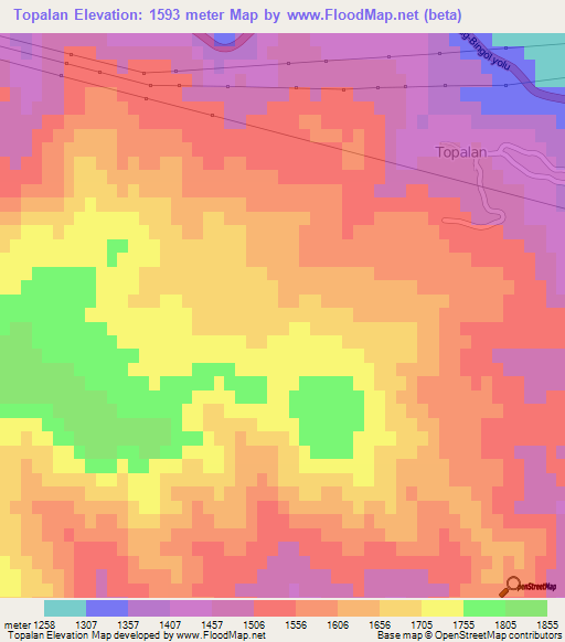 Topalan,Turkey Elevation Map