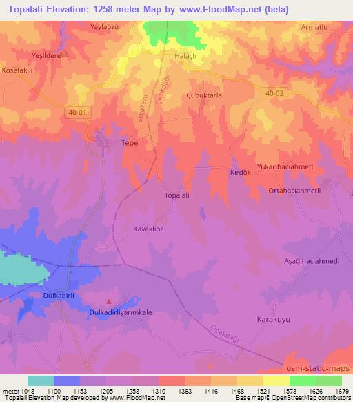 Topalali,Turkey Elevation Map