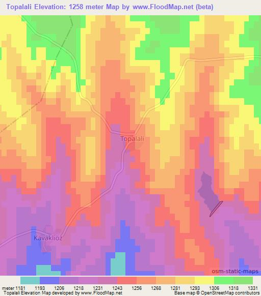 Topalali,Turkey Elevation Map