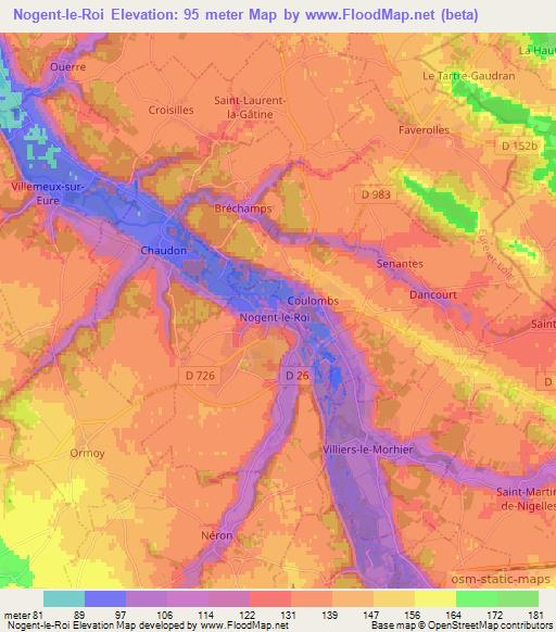 Nogent-le-Roi,France Elevation Map