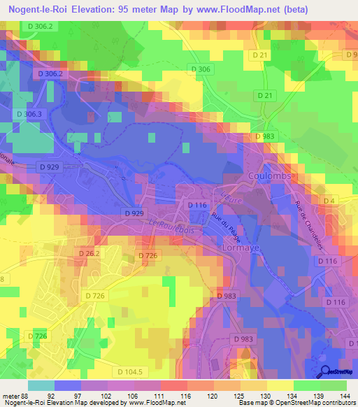 Nogent-le-Roi,France Elevation Map