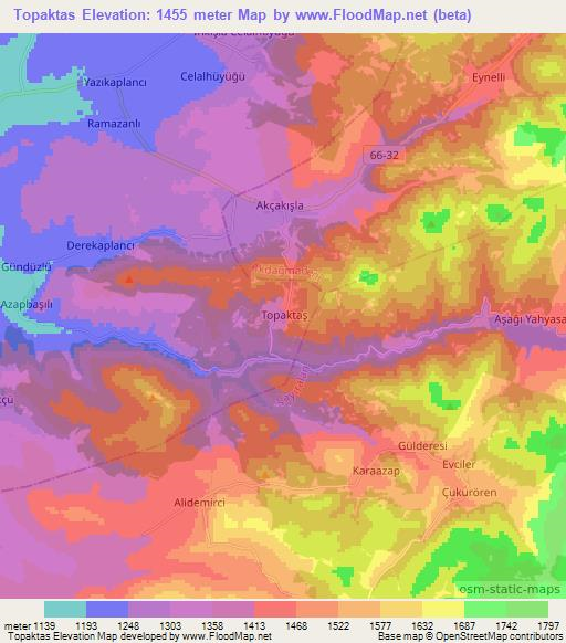 Topaktas,Turkey Elevation Map