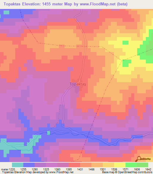 Topaktas,Turkey Elevation Map