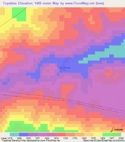 Topaktas,Turkey Elevation Map