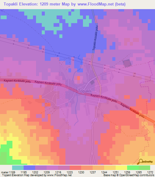 Topakli,Turkey Elevation Map