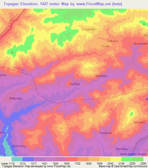 Topagac,Turkey Elevation Map