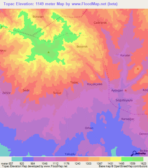 Topac,Turkey Elevation Map